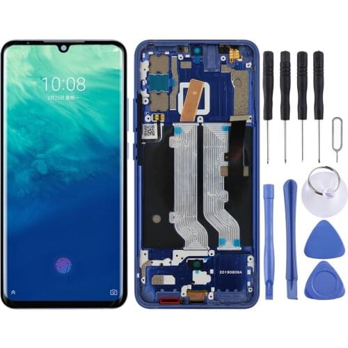 AMOLED Material LCD Screen and Digitizer Full Assembly with Frame for ZTE Axon 10 Pro (4G Version) (Blue)