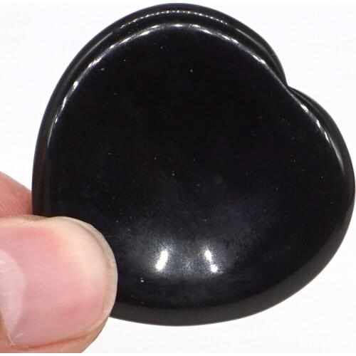 1.5" Worry Stone Black Obsidian Crystal Heart Shape Reiki Healing Meditation Finger Natural Gemstone Massage Stone