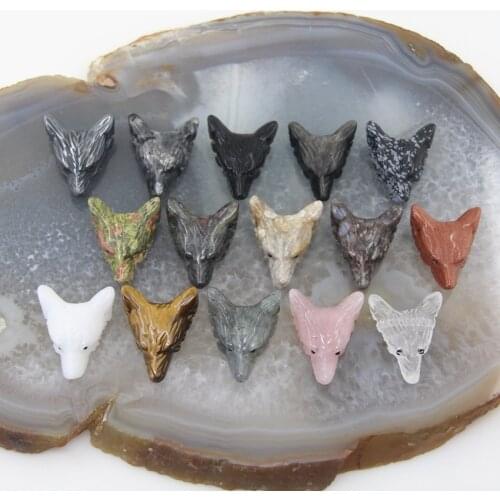 1pcs Hand Carved Wolf Head Pendant,Natural Stone Wolf Skull Charms For DIY Healing Necklace Bracelet Making Accessories