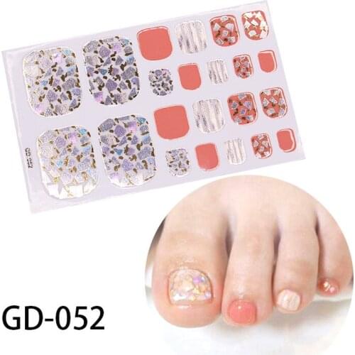 1 Piece Of New French Summer Style Shiny Powder Glue Full Coverage Self-Adhesive Nail Polish Foot Wrap 3D Glitter Sequin Design