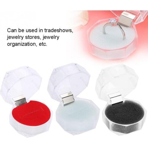 10Pcs/Lot 3 Colors Acrylic Crystal Clear Ring Box Transparent Black Box Stud Earring Jewelry Case Gift Boxes Jewelry Packaging