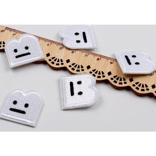 10pcs/lot Iron On Cartoon Funny Face Stickers Embroidered Sew On Patch For Apparel Shoes Bags Decoration DIY Fabric Appliques