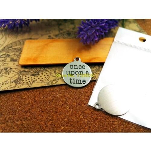 10pcs-stainless steel Charms "once upon a time" DIY Charms Pendants for necklace/bracelet/keychain DIY jewelry