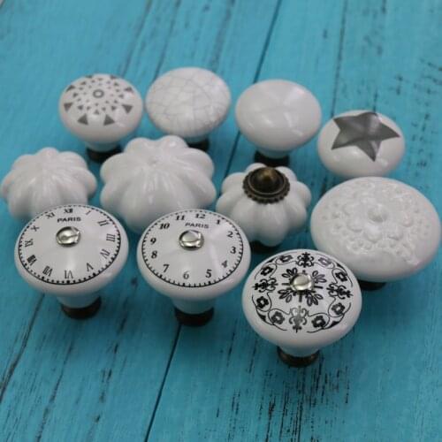 1x Ceramic Door Knobs Cute white Cabinet Wardrobe Drawer Kitchen Cupboard Handle Home furniture Decor