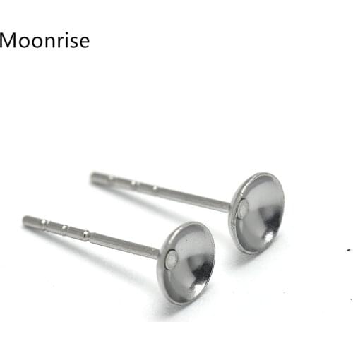 20pcs 316 Stainless Steel Stud Earring Cup Setting Fit for 3-10mm Rhinestone Ear Stud Components for DIY Earring Jewelry Making