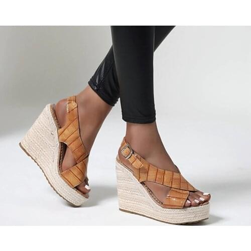 2020 Large size34-43 wholesale top quality summer sandals woman Gladiator wedge high heels party women shoes platform sandals