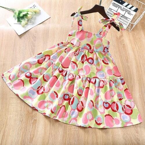 2021 Teen Girl Summer Dress Fashion Floral Suspender Layered Dresses Kids Elegant Beachwear Clothing 2-12T