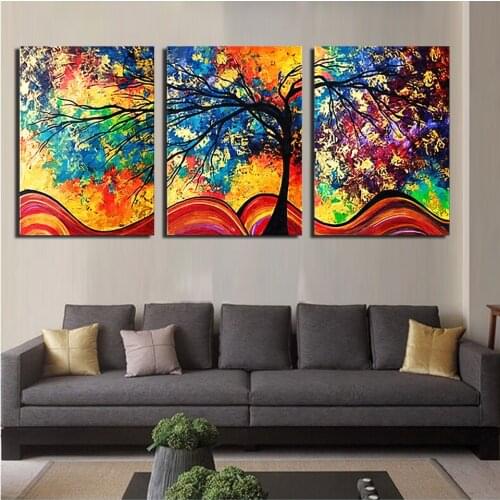 3 pcs diamond painting pictures Abstract color tree full drill round mosaic Diamond embroidery sale Cross Stitch wall decor gift