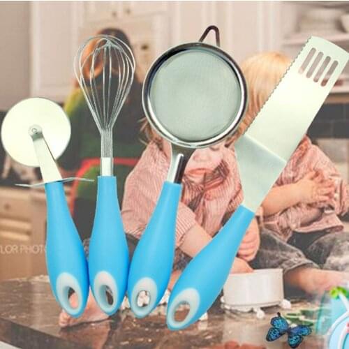 4Pcs/Set Stainless Steel Baking Tool Hand-Held Flour Sieve Cake Knife Creative Egg Beater Pizza Knife Kitchen Accessory