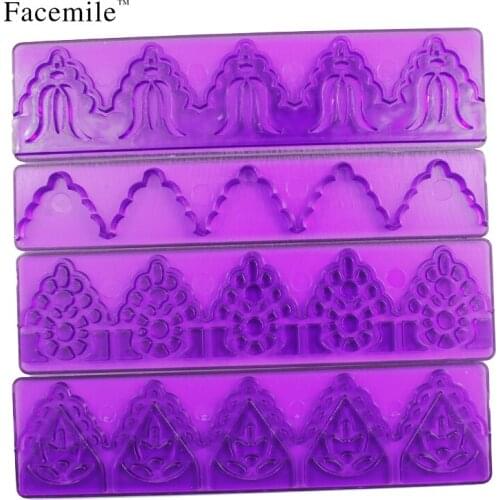 4PCS/set Fondant Decorative Floral Patterned Icing Edging Border Baking Cutter Moulds cake decorating tool 02013