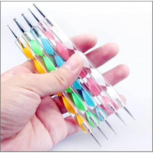5pcs Portable Rhinestone Dotting Painting Drawing Tips Pen Dual-ended Gems Crystals Studs Beads Picker Nail Salon Supplies Tools