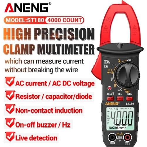 ANENG ST180 Digital Clamp Meter AC Current 4000 Counts Multimeter Ammeter Voltage Tester Car Amp Hz Capacitance NCV Ohm Test