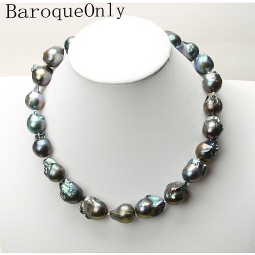 Real Huge Natural pearl black baroque pearl chain necklace choker long necklace 45/50/55 AAA for girl gift party jewelry New