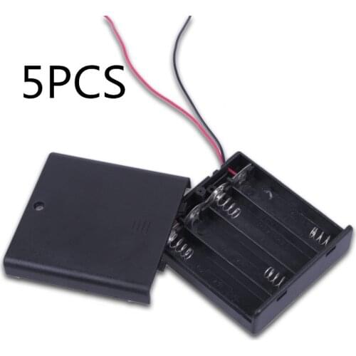 5PCS AA battery case AA * 4 with red and black line with a cover switch 4 series series 1.5V battery holder