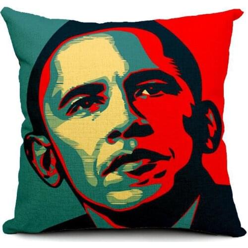 Obama pillow cover, creative cartoon American President Obama Stars and Stripes throw pillow case pillowcase wholesale
