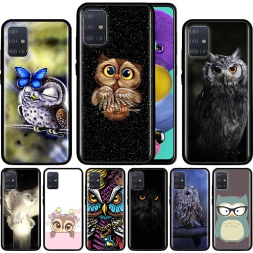 Owl Bird Case For Samsung Galaxy A51 A71 M31 A41 A31 A11 A01 M51 M21 M11 M40 Black Soft Phone Cover Fundas