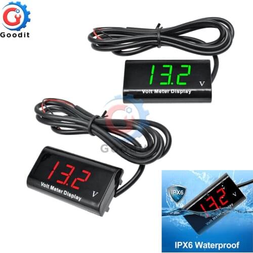 Mini Digital LED Voltmeter IPX6 Waterproof 0.56 Inch DC 3-18V for Auto car Electric motorcycle Voltage meter Volt tester 5V 12V