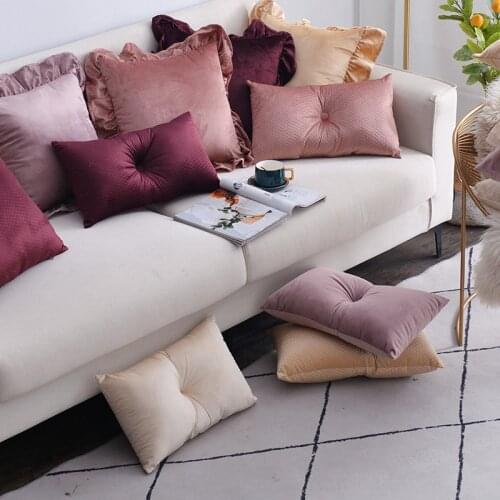 INS button decorative cushion fish scale pattern velvet solid pillow bed chair seat sofa waist pillow soft cushion cover 30*50