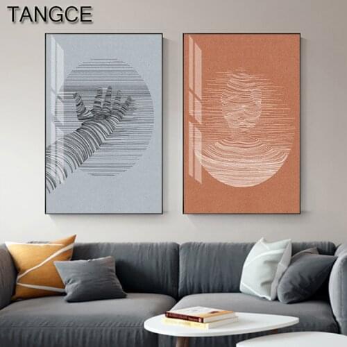 Abstract Lines Poters Prints Modern Man Hand Canvas Paintings Creative Wall Art Pictures for Living Room Minimalist Nordic Decor