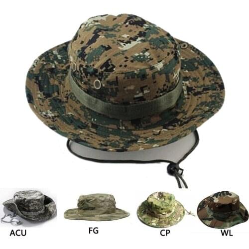 Outdoor Hiking Travel Boonie Cap Hunting Tactical Airsoft Military Camouflage Hat Camping Sun Cap Bucket Style Fisherman Hats