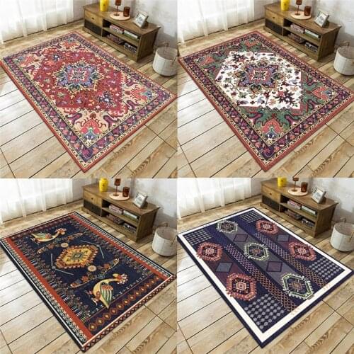 Retro Bohemian Rugs Persian Ethnic-Style European-Style Flower Carpet Living Room Bedroom Bed Blanket Kitchen Floor Mat