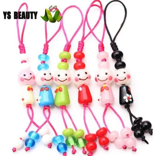 Smiling face doll glass beads rope small pendant woven small trinket bag pendant home decoration small pendant