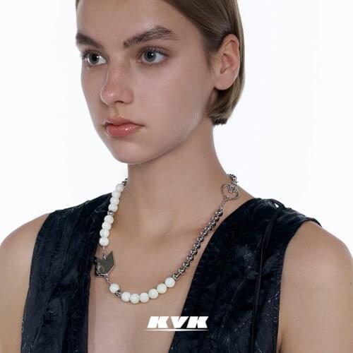 KVK white jade symbol pearl necklace 2020 new niche Design Necklace