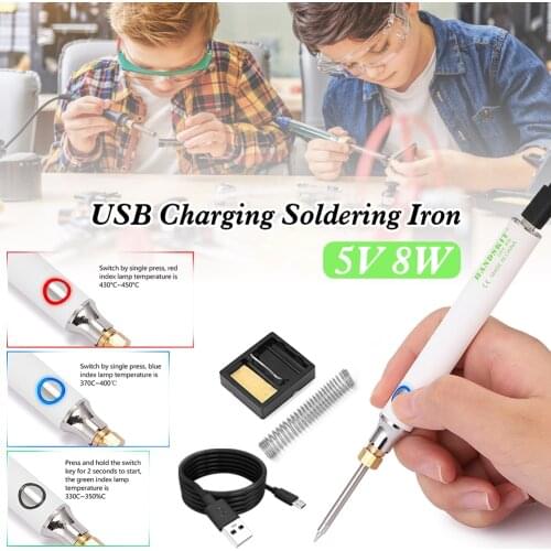 Mini Soldering Iron 8-10W Electronic Portable Soldering Iron Kit with 330-450℃ Adjustable Temperature Electric Soldering Irons