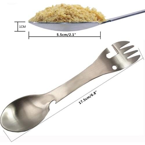 Camping Multifunctional Fork Bottle Opener Portable Outdoor Tableware BBQ Hiking Spoon Cookware Outdoor Survival Tools
