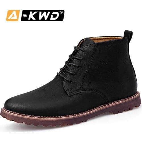 Fashion Men Snow Boots High Top Sneakers Keep Warm Man Shoes Werk Schoenen Split Leather Men Winter Boots Lace-up Male Footwear