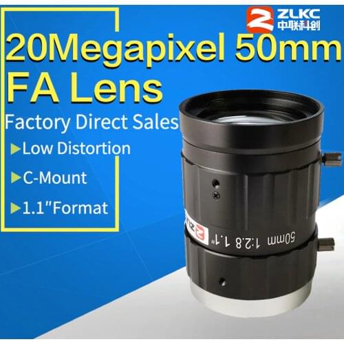 20Mega Pixel 50mm 1.1" F2.8 ITS/FA Low Distortion lens fixed focal length C Mount Industrial camera manual Iris CCTV Lens