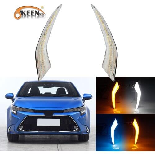 OKEEN Car LED Daytime Running Light for Toyota Corolla Levin 2019 2020 LED DRL White Blue Driving Lamp Yellow Turn Signal Lights