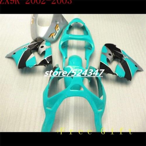 Custom motorcycle package For Ninja ZX9R kawasaki Ninja 2002 2003 9 r ZX9R sky blue black silver bacardi fairing sections
