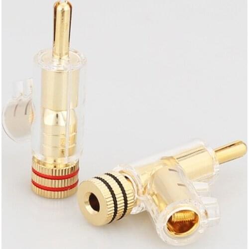 Q81F Banana Speaker Connector Plugs Gold/Rhodium Plated Brass 4mm Plug Quick Connect Banana Plugs for Speaker Wire