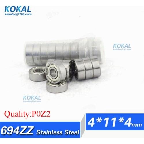 [S694ZZ-P2]Free Shipping 10pcs stainless steel dental bearing with inner 4mm outer 11mm S694zz 694-z 694 ball bearing 4*11*4