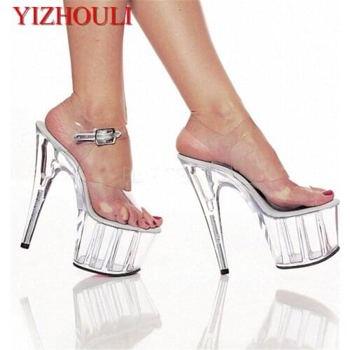 Crystal sandals with 15cm heels, pole shoes for nightclub dancing, high heels for model stage, dancing shoes