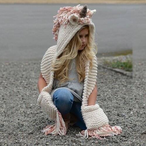 Designer Unicorn Hat with Scarf Set Boys Girls Unisex Scarves Caps Sets Warm Knitted Hats Winter Beanie for Children