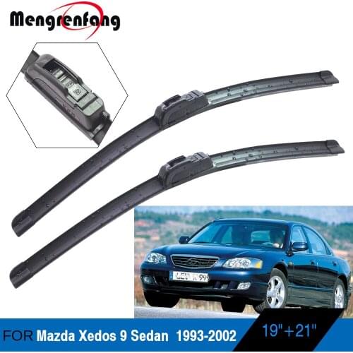 For Mazda Xedos 9 Sedan Car Front Windscreen Wiper Blades Frameless Soft Rubber Wiper J Hook Arms 1993-2002