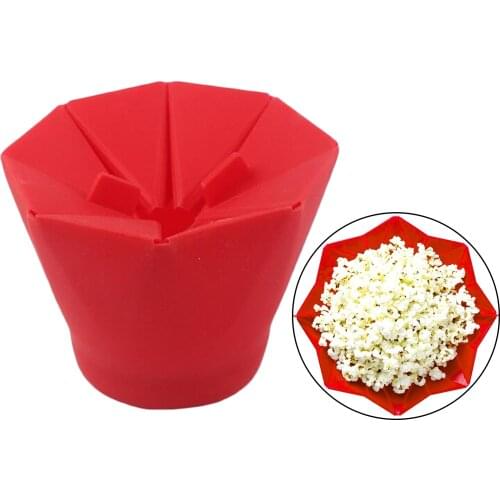 Silicone Microwave Popcorn Maker Folding Bowl Popcorn Bucket Kitchen Cooking Accessory Red Popcorn Bucket Bowl Maker