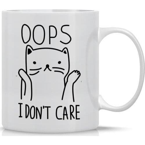 Cute Cat Mugs Oops I Don't Care Mug 11 Oz Ceramic Coffee Mug Unique Gift for Cat Lovers