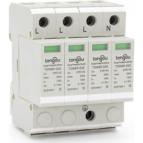 SPD 3P N 4P 10KA~20KA D ~275VAC House Surge Protector Protection Protective Low-voltage Arrester Device