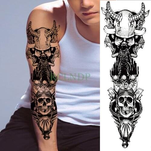 Waterproof Temporary Tattoo Sticker skull full arm large size fake tatto flash tatoo sleeve body art tato for men women
