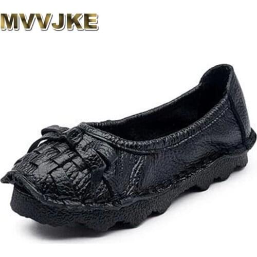 MVVJKEOriginal handmade shoes comfortable womens shoes genuine leather national style womens round head middle-aged old people