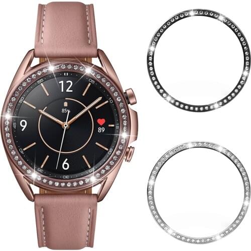 Women Diamond Bezel for Samsung Galaxy Watch 3 Metal Ring 45mm 41mm 42mm 46mm Adhesive Cover Anti Scratch Case Steel Bumper