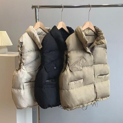 Women Chic Thick Vest Warm Tops Vest Chaleco Mujer Gilet Casaco Feminino Women Autumn Vest Coat Stand Collar Winter