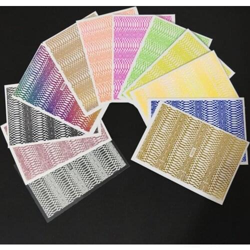 12Sheets Manicure Decal Delicate Lightweight Exquisite Manicure Large Grid Pattern Nail Sticker for Photography Nail Stickers