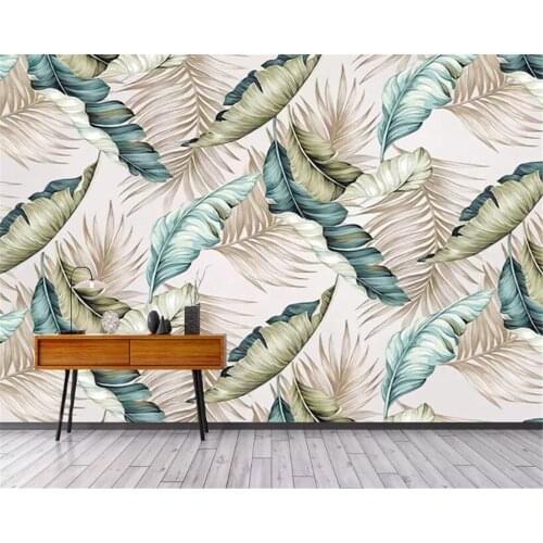 Beibehang Custom fashion personality 3d wallpaper classic Nordic tropical plant Banana leaf hand painted backdrop 3d wallpaper