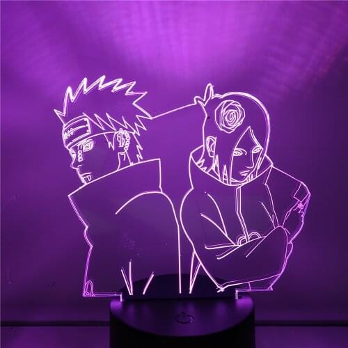 NARUTO Nagato Konan 3D Night Light Anime Lamp Yahiko Bedroom Decoration Lighting Luminaria Lampe For Home Decor Figure Lampara