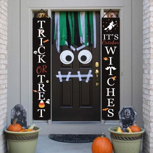 Halloween Door Decorations Couplet Outdoor Hanging Banner Party Decoration Curtain Couplet Halloween Festival Supplies for Home