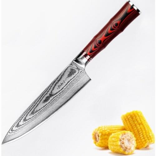 JUNSHENG 67 layer Damascus kitchen knife 8 inch professional Japanese chefs knife cooking knife G10 handle exclusive gift